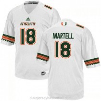 Mens Tate Martell Miami Hurricanes #18 Authentic White College Football C012 Jersey