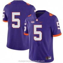 Mens Tee Higgins Clemson Tigers #5 Authentic Purple College Football C012 Jersey No Name