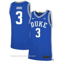 Mens Tre Jones Duke Blue Devils #3 Swingman Blue Colleage Basketball Jersey
