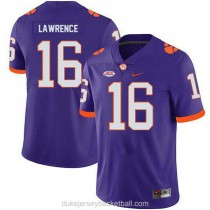 Mens Trevor Lawrence Clemson Tigers #16 Authentic Purple College Football C012 Jersey
