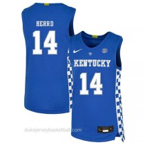 Tyler Herro Kentucky Wildcats #14 Authentic College Basketball Mens Blue Jersey