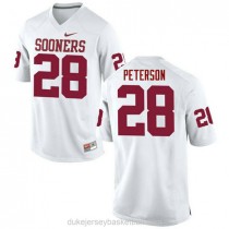 Womens Adrian Peterson Oklahoma Sooners #28 Authentic White College Football C012 Jersey