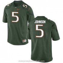 Womens Andre Johnson Miami Hurricanes #5 Authentic Green College Football C012 Jersey