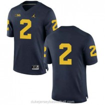 Womens Charles Woodson Michigan Wolverines #2 Game Navy College Football C012 Jersey No Name