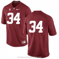 Womens Damien Harris Alabama Crimson Tide #34 Authentic Red College Football C012 Jersey No Name