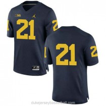 Womens Desmond Howard Michigan Wolverines #21 Authentic Navy College Football C012 Jersey No Name