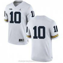 Womens Devin Bush Michigan Wolverines #10 Authentic White College Football C012 Jersey No Name
