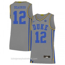Womens Javin Delaurier Duke Blue Devils #12 Authentic Grey Colleage Basketball Jersey