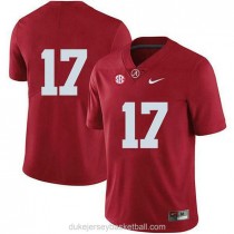 Womens Jaylen Waddle Alabama Crimson Tide #17 Authentic Red College Football C012 Jersey No Name