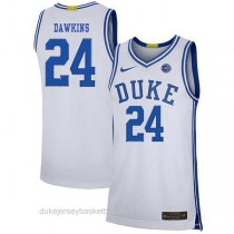Womens Johnny Dawkins Duke Blue Devils #24 Authentic White Colleage Basketball Jersey