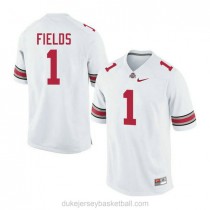 Womens Justin Fields Ohio State Buckeyes #1 Authentic White College Football C012 Jersey