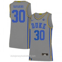 Womens Michael Savarino Duke Blue Devils #30 Authentic Grey Colleage Basketball Jersey