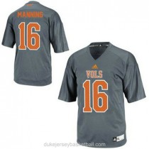 Womens Peyton Manning Tennessee Volunteers #16 Adidas Authentic Grey College Football C012 Jersey