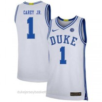 Womens Vernon Carey Jr Duke Blue Devils #1 Authentic White Colleage Basketball Jersey