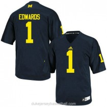 Youth Braylon Edwards Michigan Wolverines #1 Authentic Navy Blue College Football C012 Jersey