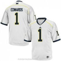 Youth Braylon Edwards Michigan Wolverines #1 Authentic White College Football C012 Jersey