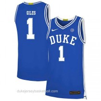 Youth Harry Giles Iii Duke Blue Devils #1 Authentic Blue Colleage Basketball Jersey