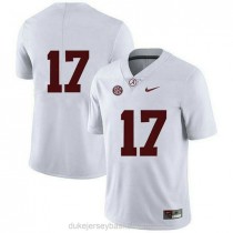 Youth Jaylen Waddle Alabama Crimson Tide #17 Authentic White College Football C012 Jersey No Name