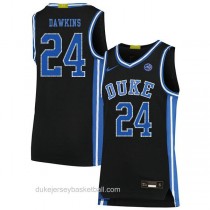 Youth Johnny Dawkins Duke Blue Devils #24 Authentic Black Colleage Basketball Jersey