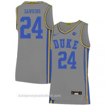 Youth Johnny Dawkins Duke Blue Devils #24 Authentic Grey Colleage Basketball Jersey