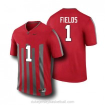 Youth Justin Fields Ohio State Buckeyes #1 Throwback Authentic Red College Football C012 Jersey