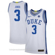 Youth Tre Jones Duke Blue Devils #3 Limited White Colleage Basketball Jersey