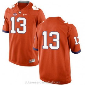 Mens Hunter Renfrow Clemson Tigers #13 New Style Game Orange College Football C012 Jersey No Name