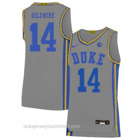 Mens Jordan Goldwire Duke Blue Devils #14 Limited Grey Colleage Basketball Jersey