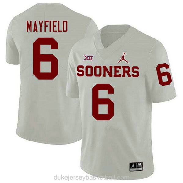 Mens Baker Mayfield Oklahoma Sooners #6 Jordan Brand Limited White College Football C012 Jersey