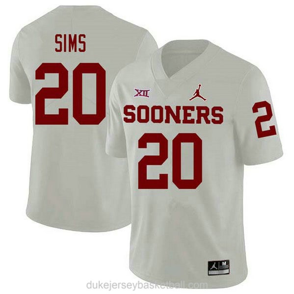 Mens Billy Sims Oklahoma Sooners #20 Jordan Brand Authentic White College Football C012 Jersey