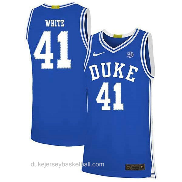Mens Jack White Duke Blue Devils #41 Limited Blue Colleage Basketball Jersey