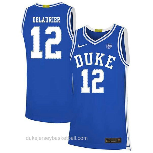 Mens Javin Delaurier Duke Blue Devils #12 Authentic Blue Colleage Basketball Jersey