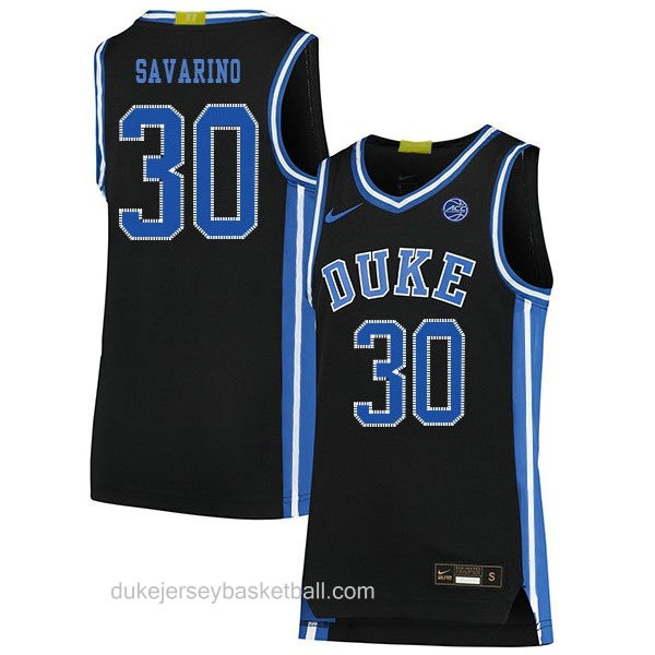 Mens Michael Savarino Duke Blue Devils #30 Authentic Black Colleage Basketball Jersey