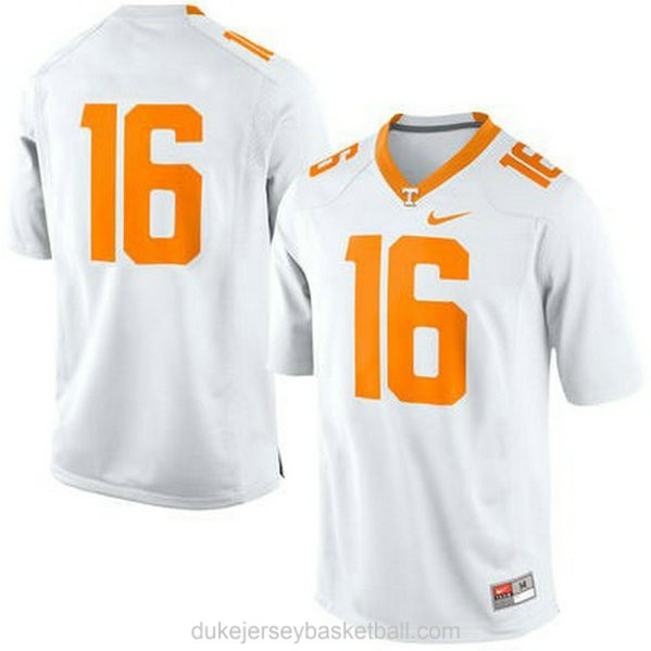 Mens Peyton Manning Tennessee Volunteers #16 Game White College Football C012 Jersey No Name